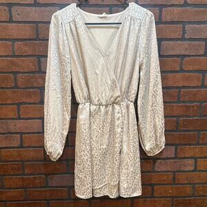 Peach Love California Leopard Print Faux-Wrap Dress - S